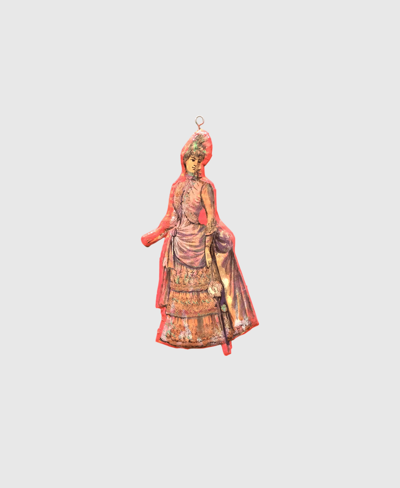 Victorian Lady in Coral Lace Gown - Photo 1